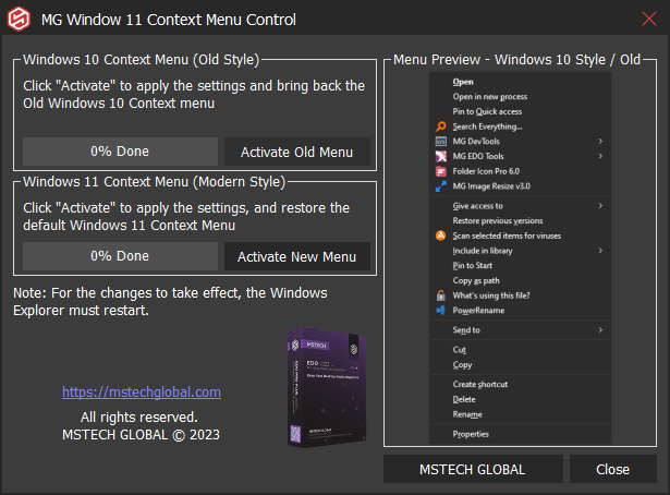 MG Windows 11 Rich-Click/Context Menu Control