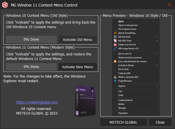 MG Windows 11 Rich-Click/Context Menu Control