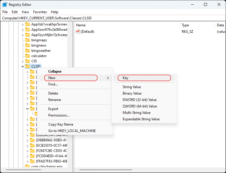 Windows Registry: Create New Key