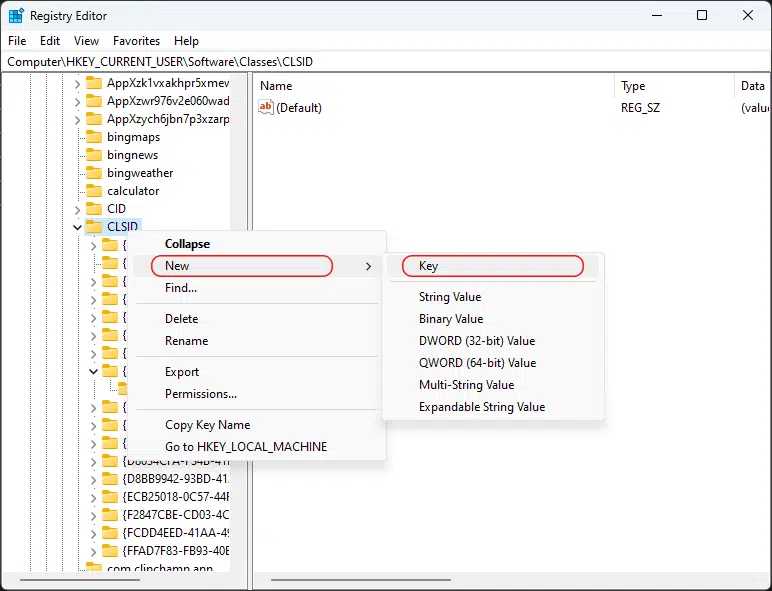 Windows Registry: Create New Key
