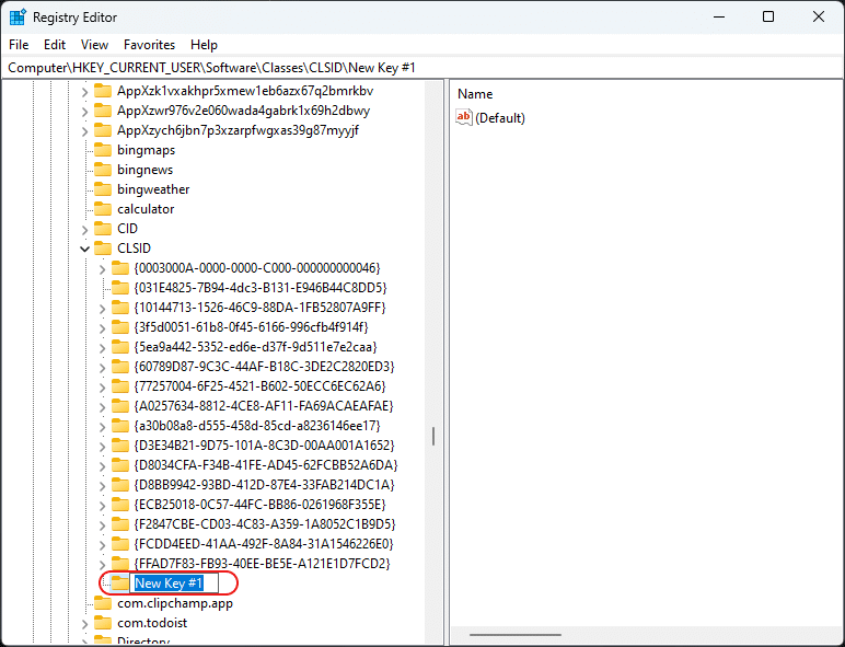 Windows Registry: Create New Key