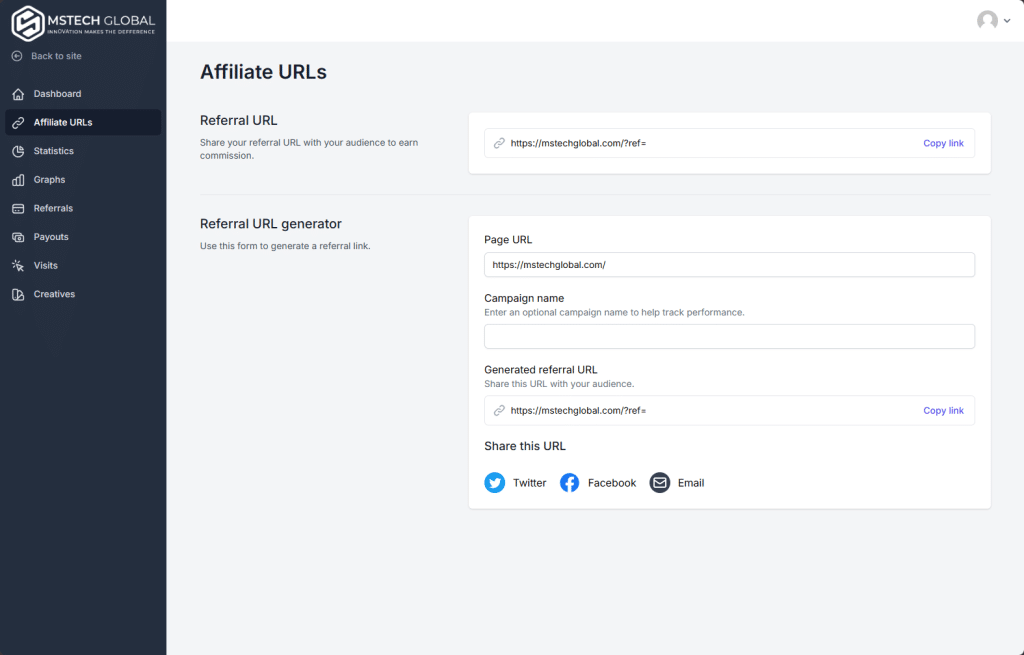 affiliate URLs